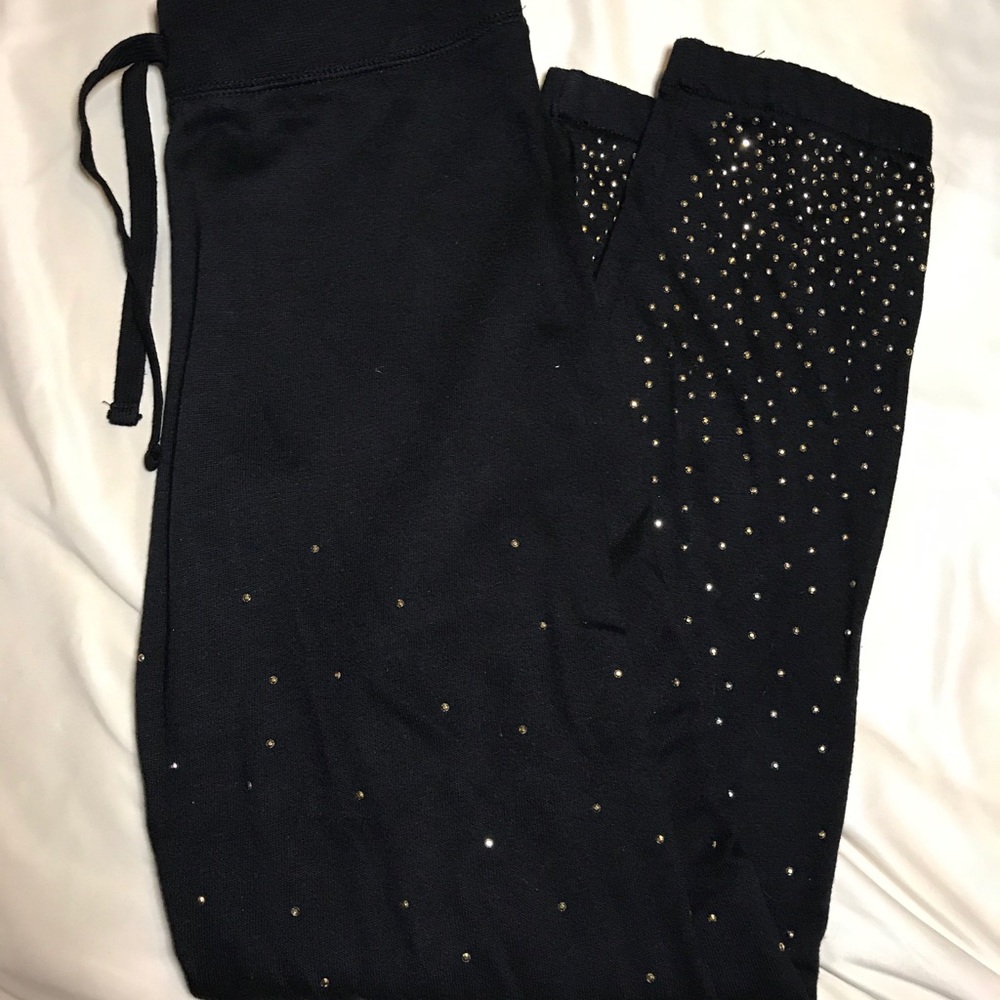 2 pairs of black justice sweatpants gold sparkles